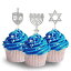 ϥ̥ϥԥͥϥåԡåץȥåѡɥȥå饭1ѥå12åץ picwrap Hanukkah Happiness Happy Cupcake topper Cardstock glitter 12 per Pack Cupcake