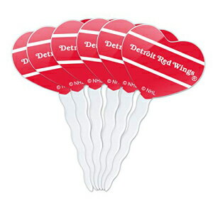 GRAPHICSMORENHLfgCgbhEBOXSn[guJbvP[LsbNgbp[fR[V6_Zbg GRAPHICS & MORE NHL Detroit Red Wings Logo Heart Love Cupcake Picks Toppers Decoration Set of 6
