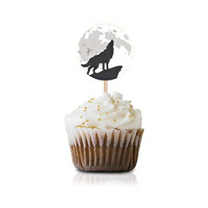 Wolf カップケーキトッパーピック 24個パック Wolf ベビーシャワー 誕生日パーティー用品 デコレーション Wolf Cupcake Topper Picks, 24-Pack Wolf Baby Shower Birthday Party Supply Decorations