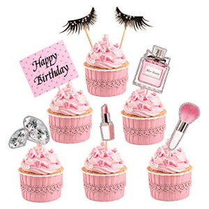楽天Glomarket35ピースメイクアップカップケーキトッパーハッピーバースデーグリッター化粧品テーマブライダルケーキトッパーパーティーケーキデコレーション用品 35pc Makeup Cupcake Toppers Happy Birthday Glitter Cosmetics Theme Bridal Cake Toppers Party Cake Dec