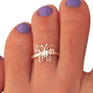 ̂X^[OVo[̏Ȓ̒߉\ȃgDOibNOȀiŃGKgȃAj}O MiYa Jewelry Shiny Sterling Silver Small Butterfly Adjustable Toe Ring Knuckle Ring, Handmade Dainty Elegant Animal Ri