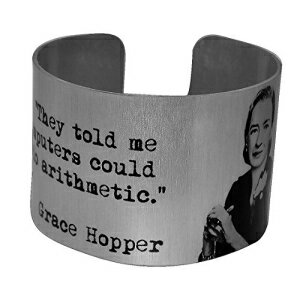 O[Xzbp[A~I^NJtuXbg-Rs[^[pCIjA Neurons Not Included Grace Hopper Aluminum Geek Cuff Bracelet- Women Computer Pioneer