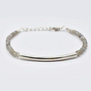 VRuhCg r[Y Vo[ o[ uXbg X^[OVo[ 6.50C` nhCh r[Y WG[ Natural Labradorite Beads Silver Bar Bracelet with Sterling Silver 6.50