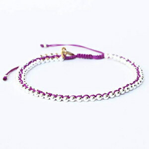 󥰥СӡդĴǽ֥ͧ쥹åȥåȥ󥹥ȥ󥰡ʥѡץ Metal Studio Jewelry Adjustable friendship bracelet cotton string with sterling silver beads(Purple)