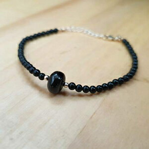 ֥å ԥͥ 饦 ӡ ֥쥹å  С ѡ 6.50  ॹȡ ӡ 奨꡼ Black Spinel Round Beads Bracelet Sterling Silver Findings 6.50