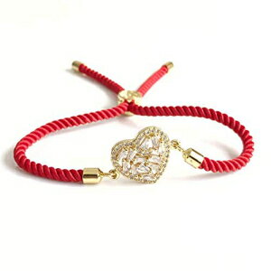 o^CbhuXbgun[gRlN^߉\ȃXChNXv Valentines Red Bracelet Love Heart Connector Adjustable Sliding Clasp
