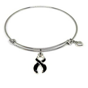 ubNAEFAlX{oOuXbgFm[}AEFAlX Peridot RISING Black Awareness Ribbon Bangle Bracelet: Melanoma Awareness