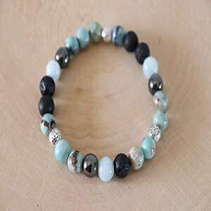 TCY7C`~fBAGbZVICuXbgANA}~gw}^CgfBt[U[A}Zs[EFlX Laurali Designs Size 7 inches Medium Essential Oil Bracelet Aquamarine Mint Hematite Diffuser Aromatherapy Wellness