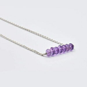 X^[OVo[`F[tAWXgr[Yo[lbNX2̒aWFXg[nhChWG[ anushruti Amethyst Beads Bar Necklace with Sterling Silver Chain February Birthday Gemstone Handmade Jewelry