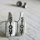 ȃX^EgNtgr[rX^bhsAXubVhX^[OVo[nhChAJ Poseidon's Booty Tiny Stout Craft Beer Bottle Stud Earrings Brushed Sterling Silver Handmade in USA