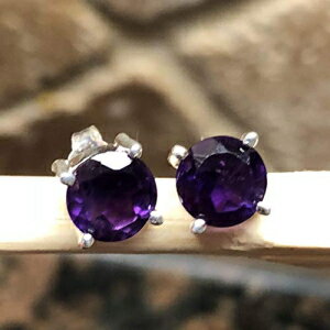 i` 2ct p[v AWXg 925 \bh X^[O Vo[ X^bh sAX 7mm Natural 2ct Purple Amethyst 925 Solid Sterling Silver Stud Earrings 7mm