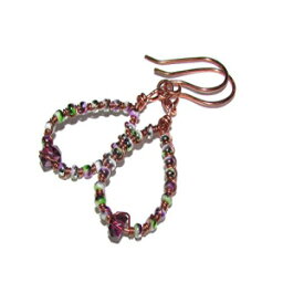 シックな銅とライラックのビーズのイヤリング Handmade Jewelry By Sara B Chic Copper n Lilac Beaded Earrings