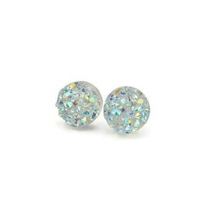 ɕqȎ̂߂̃tFCNhW[Xg[vX`bN|XgCOA10mmNAAB Pretty Smart Faux Druzy Stone Plastic Post Earrings for Metal Sensitive Ears, 10mm Clear AB