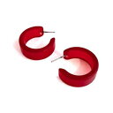 _[N`F[bhtXg[TCgChNVbNt[vsAX Leetie Lovendale Dark Cherry Red Frosted Lucite Wide Classic Hoop Earrings