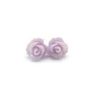 9mmX[y[p[v[YX^bhAvX`bN|XgCO^ZVeBuC[ Pretty Smart 9mm Small Pale Purple Rose Studs, Plastic Post Earrings Metal Sensitive Ears