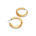 黄色とクリーム色の縞模様の大理石のルーサイトピンナップフープピアス Leetie Lovendale Yellow and Cream Striped Marbled Lucite Pin Up Hoop Earrings