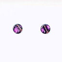 楽天Glomarketディープパープルオーガニック手描きレジンスターリングシルバースタッドピアス SPIRALICA Deep purple Organic hand painted resin sterling silver stud earrings