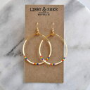 レインボービーズフープラージティアドロップクリームプライドピアスLGBTQカミングアウトギフト Libby Smee Rainbow Beaded Hoops Large Teardrop Cream Pride Earrings LGBTQ Coming Out Gift