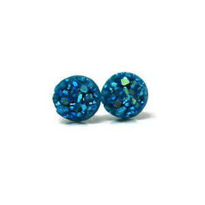 tFCNhW[COhvX`bN|XgA8mm_[NeB[u[ Pretty Smart Faux Druzy Earrings Hypoallergenic Plastic Posts, 8mm Dark Teal Blue