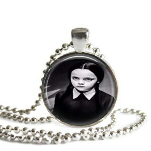 EFYf[A_X1C`Vo[bLsN`[y_glbNX The Spider's Parlor Wednesday Addams 1 inch Silver Plated Picture Pendant Necklace