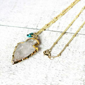 NANH[cA[wbhƃ^[RCYWFXg[ty_glbNX 20C` Pendant Necklace with Clear Quartz Arrowhead and Turquoise Gemstone 20 Inch Length