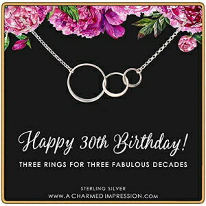 30΂̒a߂łƂ?ւ̃Mtg?925X^[OVo[?X[T[NlbNX?30N?30 A Charmed Impression Happy 30th Birthday ? Gifts for Women ? 925 Sterling Silver ? Three Circles Necklace ? 3 Decades ? Thirt