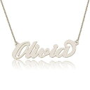 p[\iCYꂽIrAl[lbNXAJX^Ch̍݌ɁAX^[OVo[ Hilis Jewelry Personalized Olivia Name Necklace, Custom made in stock, Sterling Silver