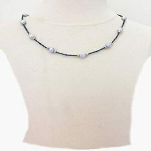 u[ACgu[p[AzCgAVo[lbNX Elegant Jewelry By Dalia Blue, Light Blue Pearls, White and Silver Necklace