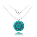 }_yʃ^[RCY eB[ u[ `F[ y_gt pBGKgȃCgO[̃Xe[gglbNXB20C` Mandala Lightweight Turquoise Teal Blue Chain with Pendant for Women; Elegant Light Green Stateme