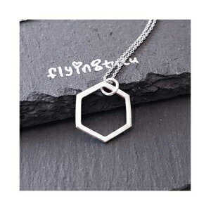 VOZpnjJ`[X^[OVo[lbNXA18C` Single Hexagon Honeycomb Charm Sterling Silver Necklace, 18