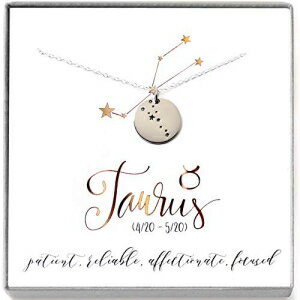 おうし座の星座スターリングシルバー占星術星座星占いネックレス-彼女への贈り物 LoveItPersonalized Taurus Zodiac Sign Sterling Silver Astrology Constellation Horoscope Necklace - Gift for Her