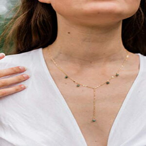 RzɐGhAbgYlbNXiK14S[htBhj-18C``F[i2C`߉\GNXe_[tj-5̒a Luna Tide Boho emerald lariat Y necklace in 14k gold fill - 18