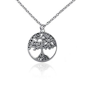 YVo[Ehc[IuCtlbNX Baronyka Mens Silver Round Tree Of Life Necklace