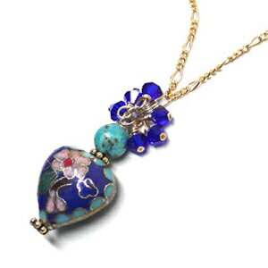 Cu[Gin[g`F[lbNXNX^NX^[hbv^[RCYS[htBh܂̓X^[O Meredithbead Royal Blue Cloisonne Enamel Heart Chain Necklace Crystal Cluster Drop Turquoise Gold-Filled or Sterling