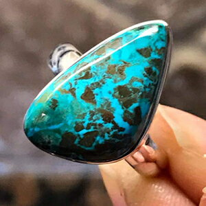 Chrysocolla925\bhX^[OVo[OTCY6.75̓VR}JCg Natural Rocks by Kala Natural Malachite in Chrysocolla 925 Solid Sterling Silver Ring Size 6.75