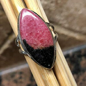 i` sN [hiCg 925 \bh X^[O Vo[ O TCY 6.75 Natural Pink Rhodonite 925 Solid Sterling Silver Ring Size 6.75