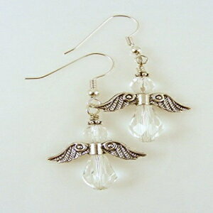 NANX^r[YƃVo[g[̃COtGWFsAX Jenni Leigh Creations Angel Earrings with Clear Crystal Beads and Silvertone Earwires