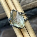 ナチュラルグリーンアメジスト925ソリッドスターリングシルバーリングサイズ6.75 Natural Rocks by Kala Natural Green Amethyst 925 Solid Sterling Silver Ring Size 6.75