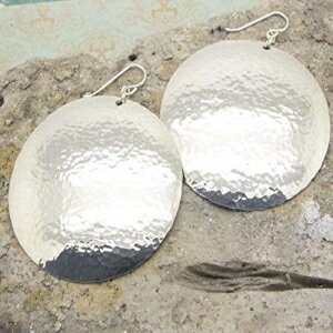 XLスターリングシルバーハンマーディスクイヤリング イヤーワイヤーチョイス Cloud Cap Jewelry XL Sterling Silver Hammered Disc Earring with Earwire Choice