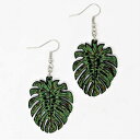 詳細なMonsteraDeliciosaダングルピアス 手作りのスイスチーズ植物木製ドロップピアスジュエリー Telestic Design Detailed Monstera Deliciosa Dangle Earrings Hand-Made Swiss Cheese Plant Wooden Drop Earring Jewelry