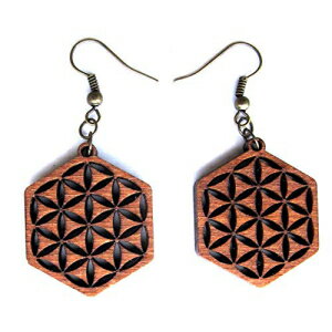 _􉽊wؐCOtԂ̐A􉽊wKWG[AXs`AMtg GoaLaserFactory Sacred Geometry Wooden Earrings Inverted Flower of Life, Geometric Yoga Jewelry, Spiritual Gift