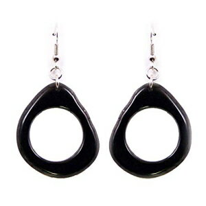 ^OAibgXCXCOubNnhChtFAg[h FLORAMA Natural Jewelry Tagua Nut Slices Earrings Black Handmade Fair Trade
