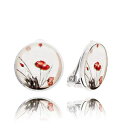 CȌ̃Mtgɂ킢Ԃ|s[ƔNbvBhS|[^[ɂsAX̂Ȃ̂߂̃}`bNȏȃzf[WG[ Cute Red Poppy and White Clips on Earrings Women Gift; Romantic Small Holiday Jewelry for non