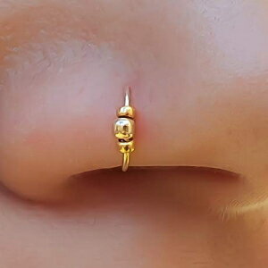 ȕ@sAXt[v24Gr[Y̕@sAXt[v-14KS[htBh@sAXt[v Lugasis piercings Tiny Nose Ring Hoop 24 G Beaded Nose Piercings Hoop - 14K Gold Filled Nose Piercings hoop