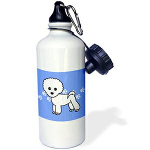 3dRose wb_13815_1 킢rVt[[̐Ղ̔wi - X|[cEH[^[{gA21IXAzCg 3dRose wb_13815_1 Cute Bichon Frise Blue Paw Print Background - Sports Water Bottle, 21 oz, White