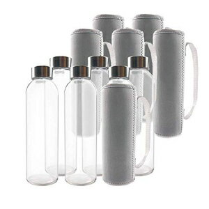 Teikis (6 pbN) KXEH[^[{g 18 IXAXeXX`[Lbv (6 iCیX[ut) Teikis (6-Pack) Glass Water Bottles 18oz with Stainless Steel Cap and (6 Nylon Protection Sleeve INCLUDED)