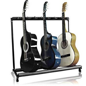 ベストチョイス製品7-アコースティック ベース エレクトリックギター用のギター折りたたみ式収納スタンドラック（パッド入りフォームレール付き） Best Choice Products 7-Guitar Folding Storage Stand Rack for Acoustic, Bass, Electric Guitars w/Padd