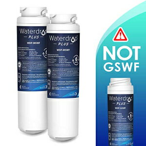 Waterdrop Plus Refrigerator Water Filter、GE MSWF（GSWFではない）と互換性があり、101820A、101821B、101821-B、鉛、塩素、ベンゼンなどを削減、NSF 401＆53＆42認定、2パック Waterdrop Plus Refrigerator Water Filter, Compatible with GE MSWF (No