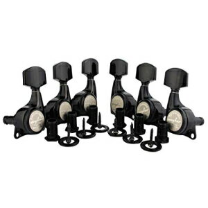 Guyker 6Pcs Guitar Locking Tuners (3L 3R Handed) - 1:21 Ratio Lock String Tuning Key Pegs Machine Heads with Hexagonal Handle Replacement for LP SG Style Electric, Folk or Acoustic Guitars - Black