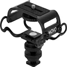 Movo SMM5-B Universal Microphone and Portable Recorder Shock Mount - Fits the Zoom H1n, H2n, H4n, H5, H6, Tascam DR-40x, DR-05x, DR-07x and others with a 1/4 Mounting Screw (Black) Movo SMM5-B Universal Micropho